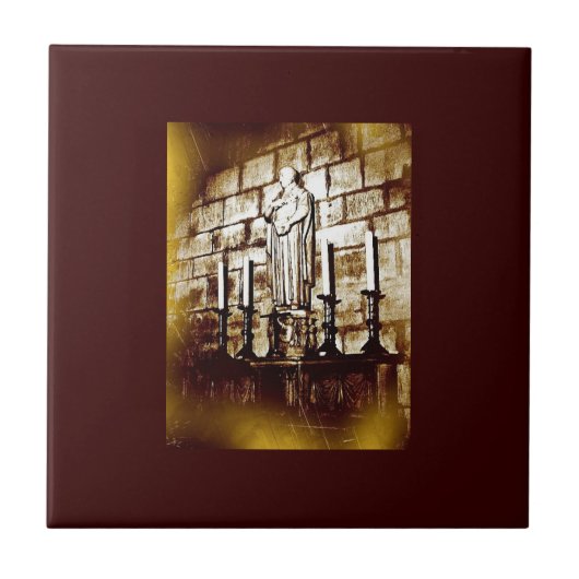 Altes Foto Notre Dame Statue Fliese (Vorderseite)