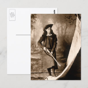 Altes Fotoporträt, Miss Annie Oakley und Gewehr Postkarte