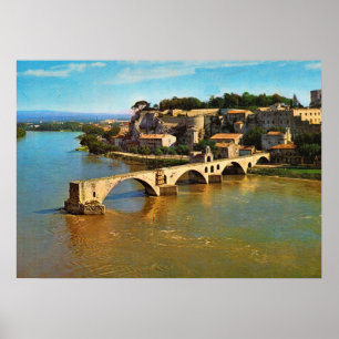 Altes Frankreich, Avignon; gebrochene Brücke Poster