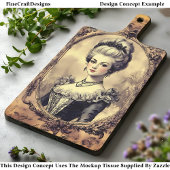 Altes französisches Barockportrait Sepia CW8LF Dec Seidenpapier