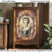 Altes französisches Barockportrait Sepia CW8LF Dec Seidenpapier