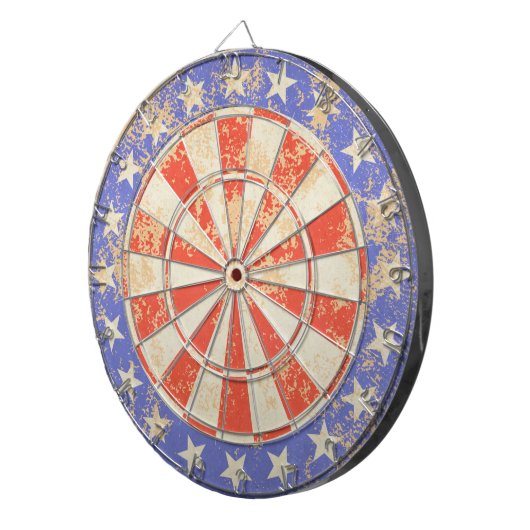 Altes gebrochenes Dartboard USA-Flagge Dartscheibe (Vorderseite rechts)
