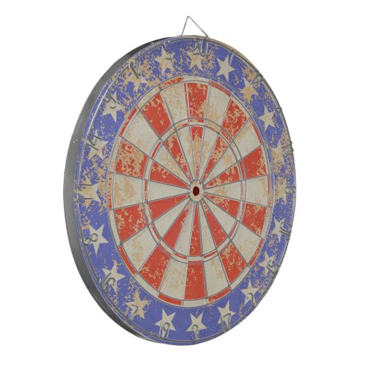 Altes gebrochenes Dartboard USA-Flagge Dartscheibe (Vorderseite Links)
