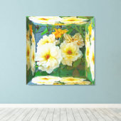 Altes, gelbes Rose - Spiegelkasten Leinwanddruck (Insitu (Holzboden))