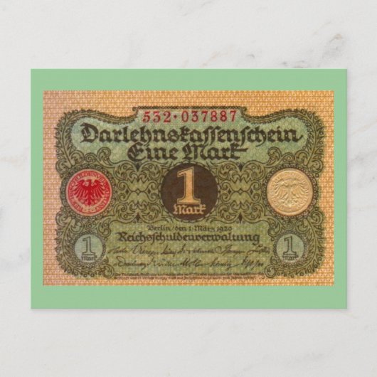 Altes Geld: 1 Deutsche Mark Postkarte (Vorderseite)