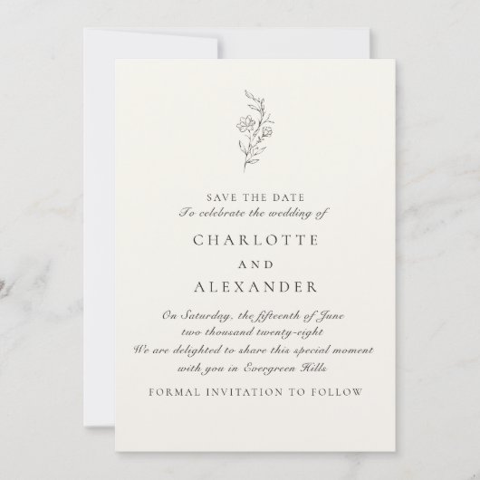 Altes Geld Ästhetik, Elfenbein Save the Date Einladung (Vorderseite)