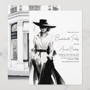 Altes Geld Ästhetik Schwarz-Weiß Bachelorette Einladung