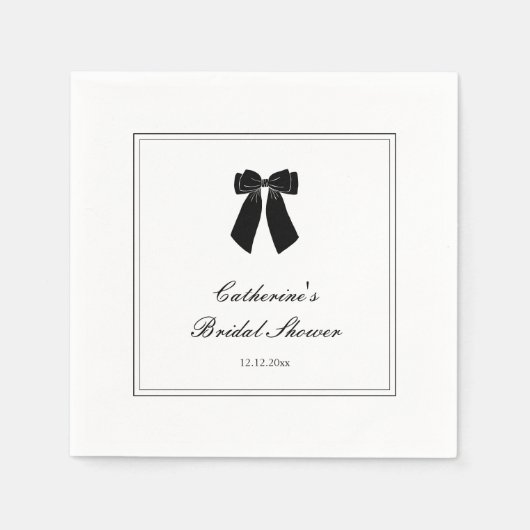 Altes Geld Ästhetik Schwarz-Weiß-Brautparty Serviette (Vorderseite)