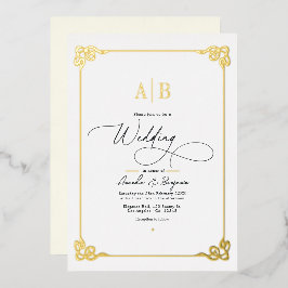 Altes Geld ästhetisches Gold und Elfenbeinheirat Folieneinladung