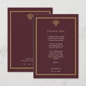 Altes Geld Burgunder Flachstecker Dankeskarte (Vorne/Hinten)