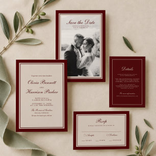 Altes Geld Burgunder Klassische Hochzeitseinladung Einladung