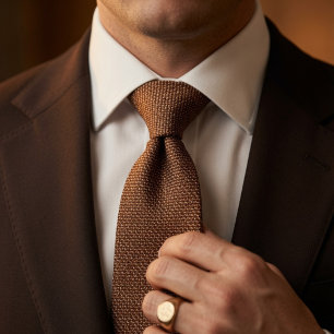 Altes Geld Cognac Brauner Birdseye Tweed Stoff Krawatte