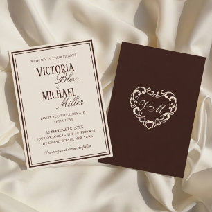 Altes Geld Cream und Chocolate Brown Chic Hochzeit Einladung