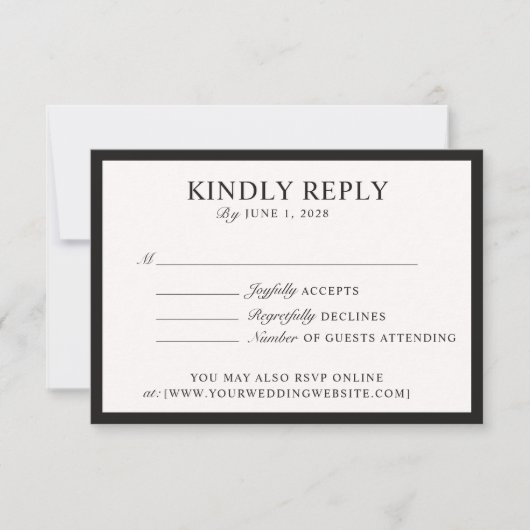 Altes Geld, cremefarbene Hochzeit Rsvp Karte (Vorderseite)
