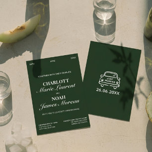Altes Geld Elegant Dunkelgrün Chic Luxus Hochzeit Einladung
