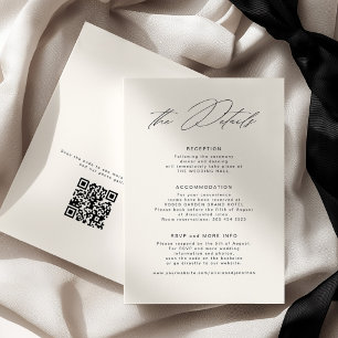 Altes Geld elegantes Elfenbein-QR-Code-Hochzeitsde Begleitkarte