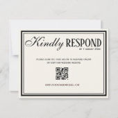 Altes Geld Elfenbein Creme Schwarz Fancy QR-Code H RSVP Karte (Vorderseite)