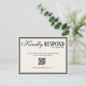 Altes Geld Elfenbein Creme Schwarz Fancy QR-Code H RSVP Karte (Stehend Vorderseite)