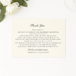 Altes Geld, Elfenbein, Hochzeit Dankeschön Karte