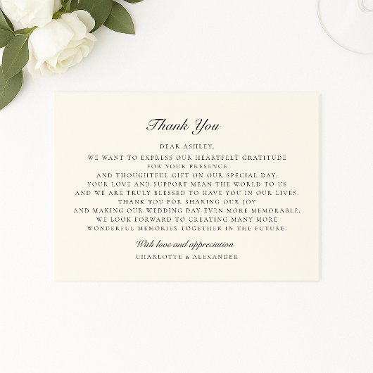 Altes Geld, Elfenbein, Hochzeit Dankeschön Karte