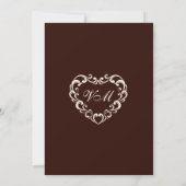 Altes Geld Elfenbein- und Espresso-Braun Fancy-Hoc Save The Date (Rückseite)