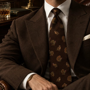Altes Geld Espresso Braun Herringbone Wildtruthahn Krawatte