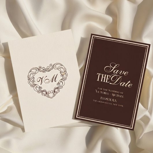 Altes Geld Espresso Braune Creme Fancy Hochzeit Save The Date