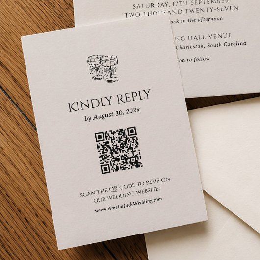 Altes Geld Hochzeit RSVP Karte Qr Code