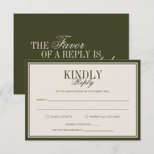 Altes Geld Klassische Zeitlose Olivgrüne Hochzeit RSVP Karte