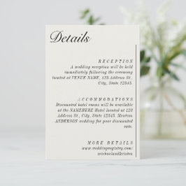 Altes Geld Minimalistische Ecru White Wedding Deta Begleitkarte