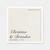 Altes Geld Minimalistische Ecru White Wedding Einl Serviette (Vorderseite)