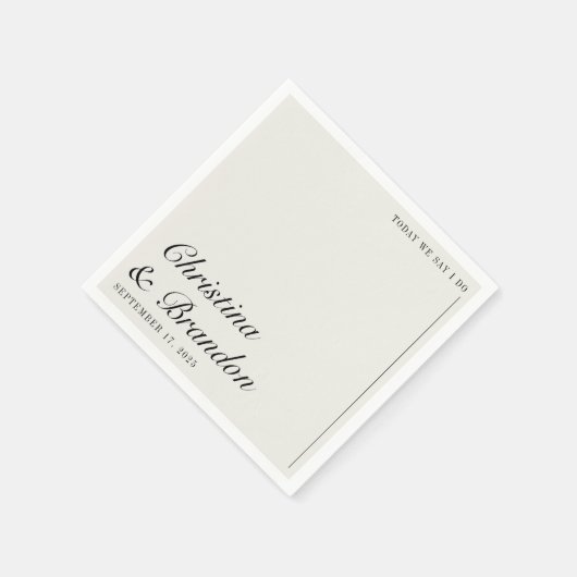 Altes Geld Minimalistische Ecru White Wedding Einl Serviette (Ecke)
