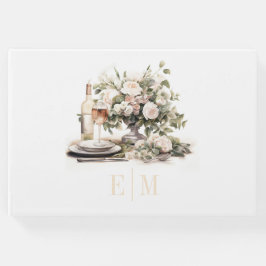 Altes Geld Mit Monogramm Champagner und Blush Wedd Gästebuch