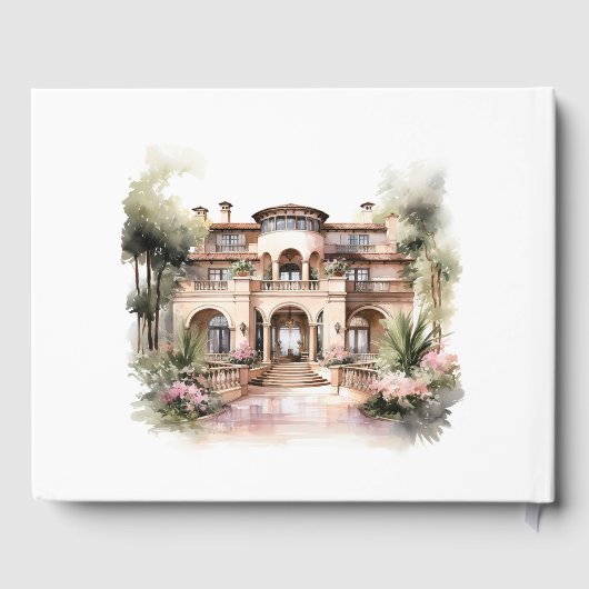 Altes Geld Mit Monogramm Champagner und Blush Wedd Gästebuch (Rückseite)