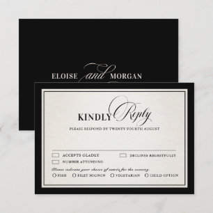Altes Geld Modernes Formelles Schwarzes Luxus-Esse RSVP Karte