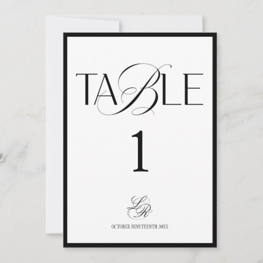 Altes Geld Monogramm Hochzeitstisch Nummer Einladung (Vorderseite)