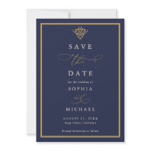 Altes Geld Navy Blau Save-The-Date-Einladung