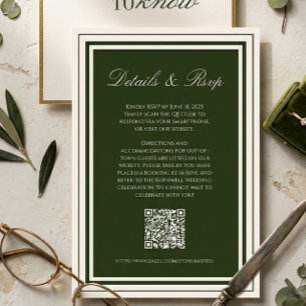 Altes Geld Olivgrün Elegante Hochzeitsdetails und RSVP Karte