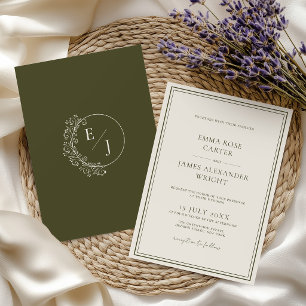 Altes Geld Olivgrüne Elegante Hochzeit Einladung