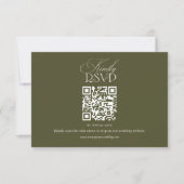 Altes Geld Olivgrüner Eleganter Hochzeits-QR-Code RSVP Karte (Vorderseite)