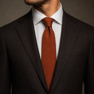 Altes Geld Rost Orange Herringbone-Tweedstoff Krawatte