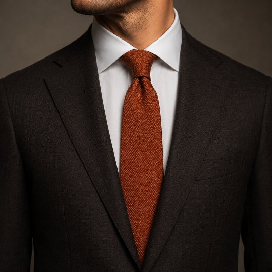 Altes Geld Rost Orange Herringbone-Tweedstoff Krawatte