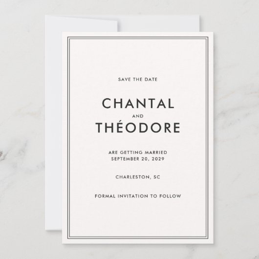 Altes Geld | Ruhiger Luxus | Schwarz und Off-White Einladung (Vorderseite)