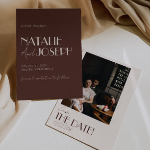 Altes Geld Schokoladenbraun Retro-Foto Hochzeit Save The Date