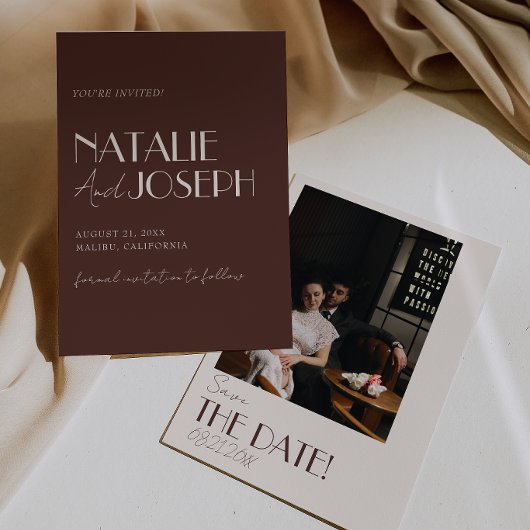 Altes Geld Schokoladenbraun Retro-Foto Hochzeit Save The Date