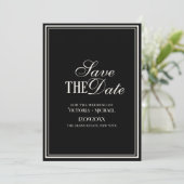 Altes Geld Schwarz Elfenbein Creme Zeitlos Fancy H Save The Date (Stehend Vorderseite)
