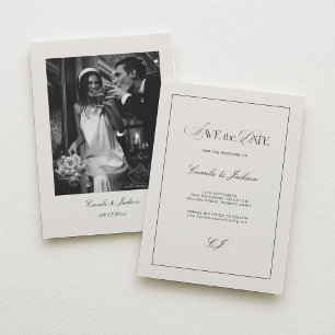 Altes Geld Schwarz und Elfenbein Hochzeit Termin v Einladung