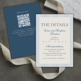 Altes Geld Script Blue Stripe Hochzeitsdetails Begleitkarte
