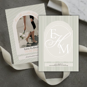 Altes Geld Script Green Strip Foto Save the Date Folieneinladung