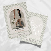 Altes Geld Script Green Strip Foto Save the Date Folieneinladung